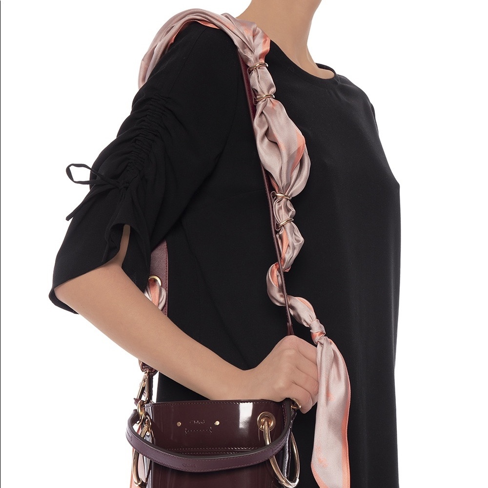 Chloe bag strap with scarf red blush and peach